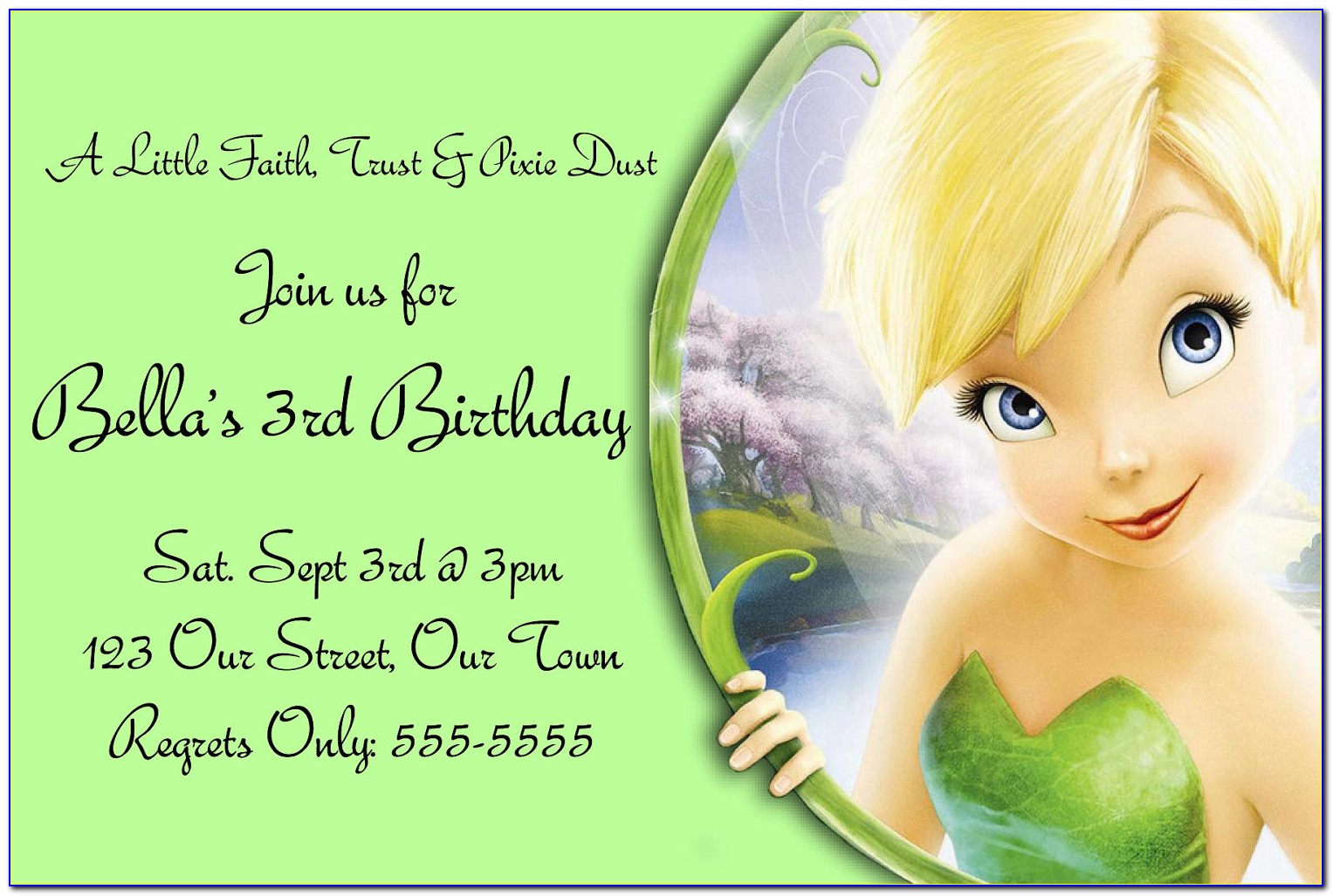 Tinkerbell 1st Birthday Invitation Templates