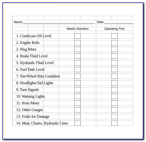 Training Checklist Template Excel Free