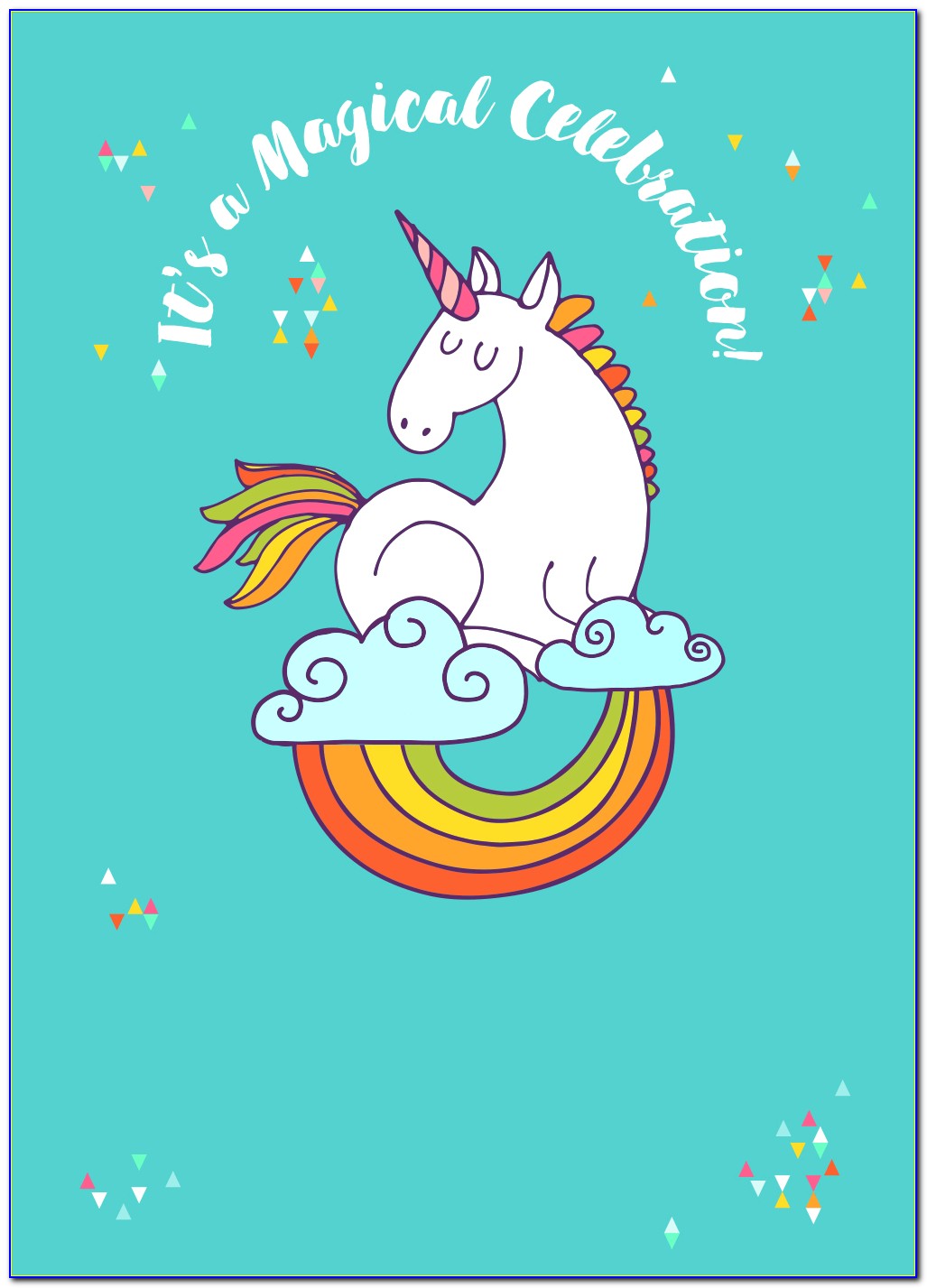 Unicorn Birthday Invitation Card Template