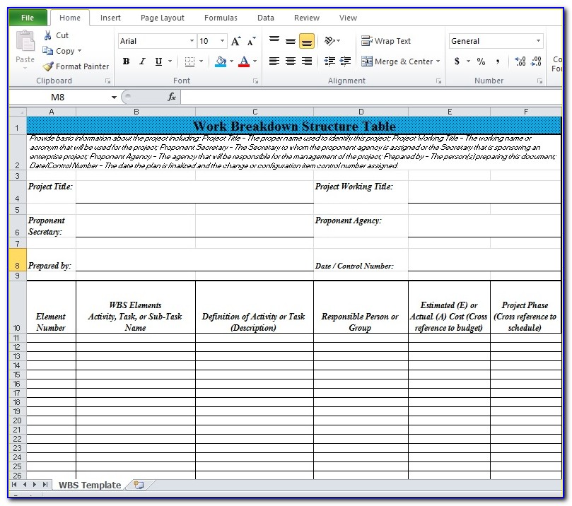 Wbs Template Excel Free Download