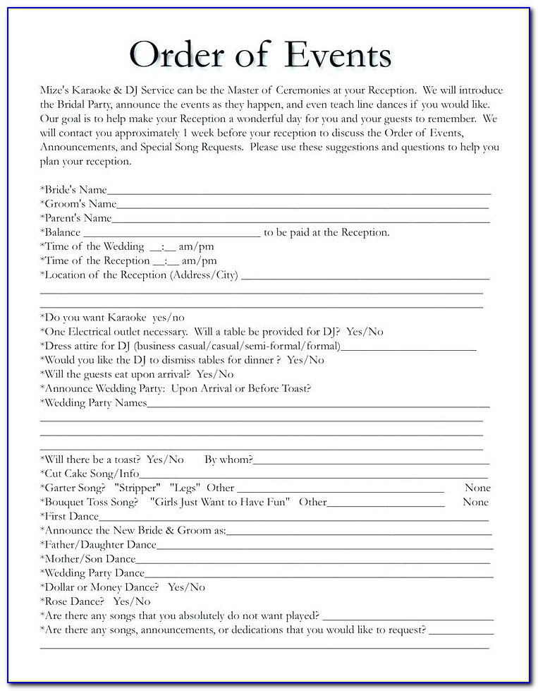 Wedding Itinerary For Out Of Town Guests Template