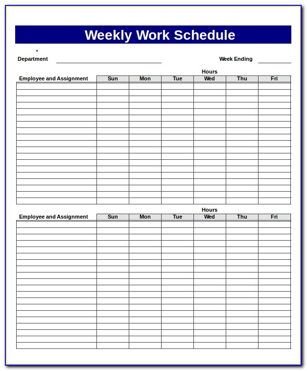Weekly Work Planner Template Excel