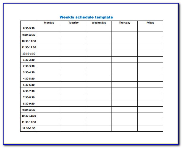 Weekly Work Schedule Template Pdf