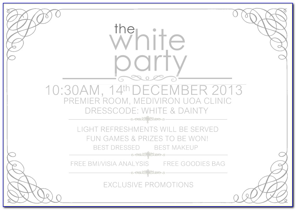 White Party Invitations | Theruntime Within White Party Invitation Template
