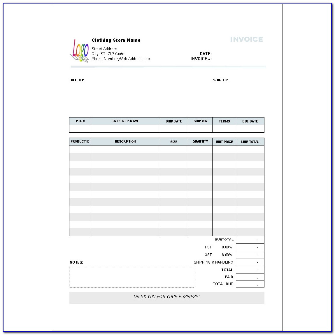 Business Invoice Sample Residers Windows Invoice Template