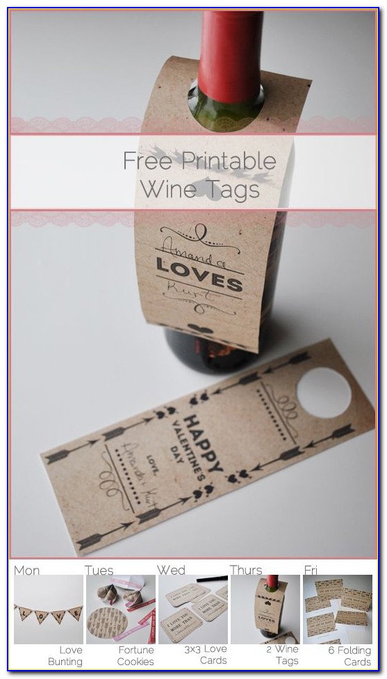 Wine Bottle Table Number Hang Tags Template