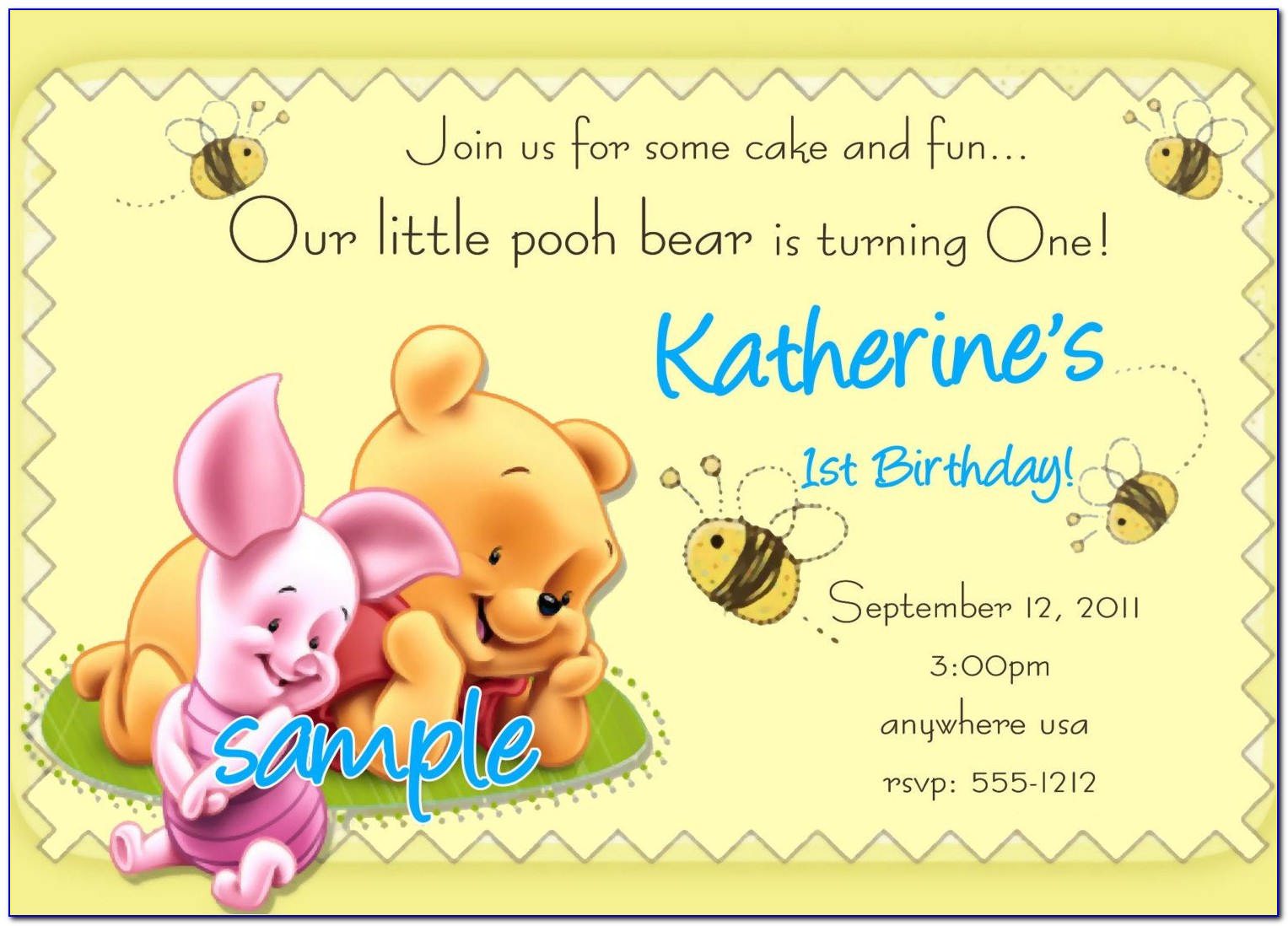 Winnie The Pooh Party Invitation Template