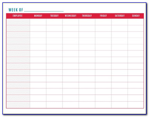 Work Schedule Calendar Template Excel