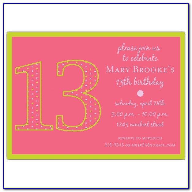 13th Birthday Invitations Templates