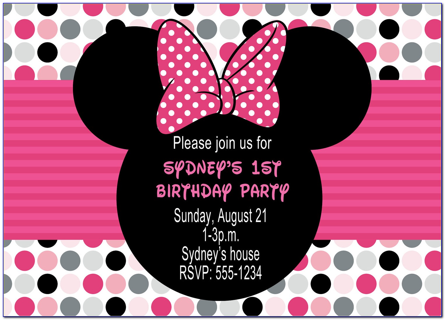 1st Birthday Minnie Mouse Invitations