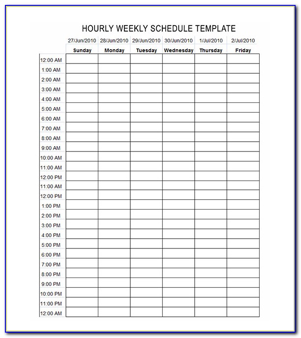 24 Hour Schedule Template Free