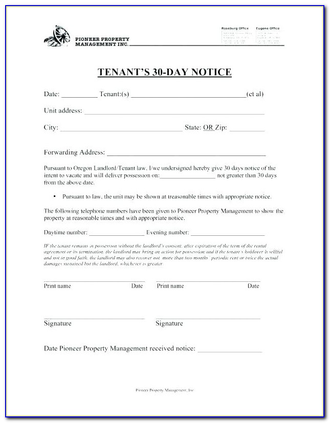 30 Day Tenant Eviction Notice Template California