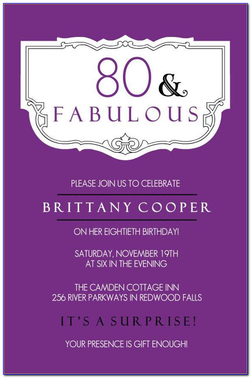80th Birthday Invitation Designs