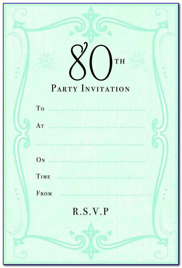 80th Birthday Invitation Template