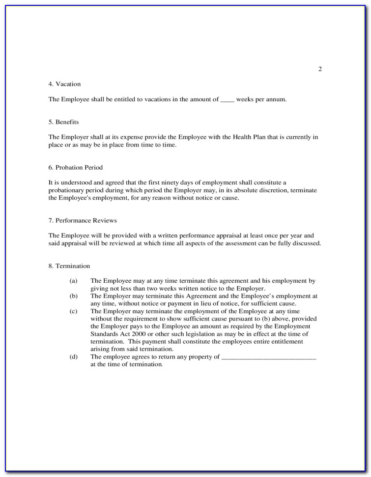 Amendment To Employment Contract Template Ontario
