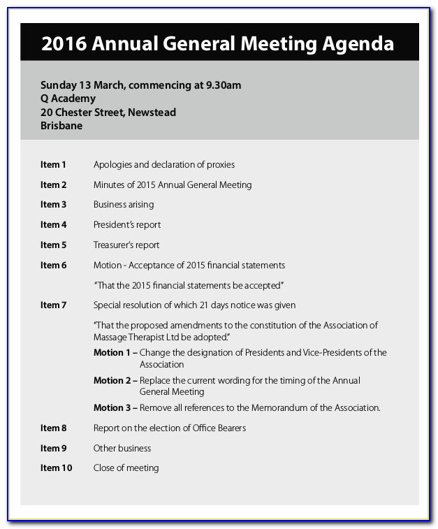 Annual General Meeting Minutes Template Canada