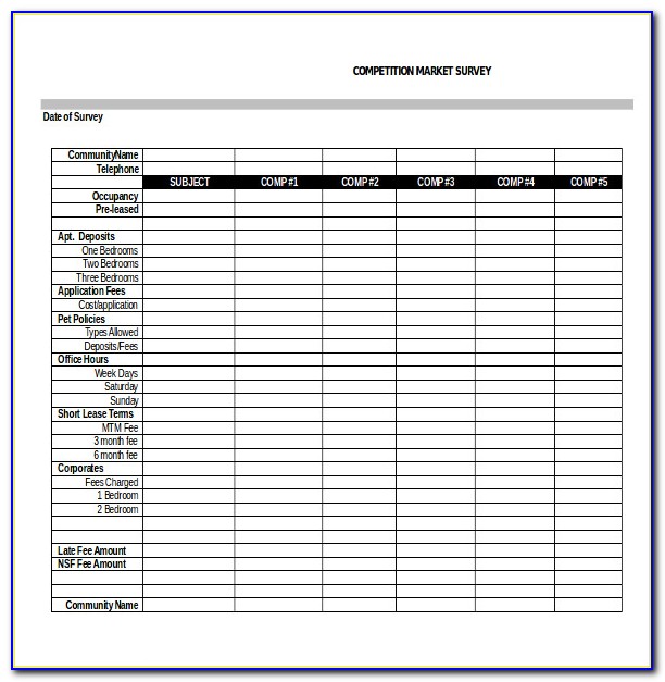 Apartment Market Survey Template Excel