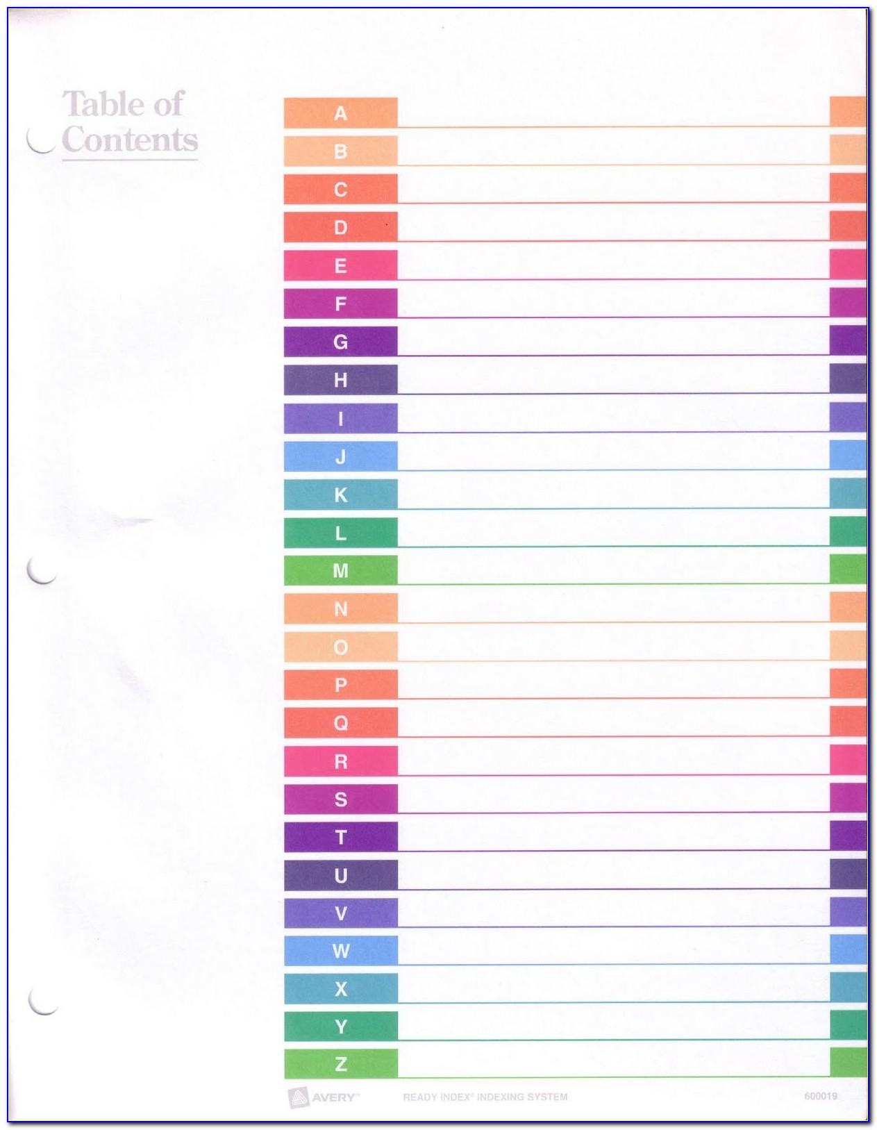 Avery Index Tabs Template