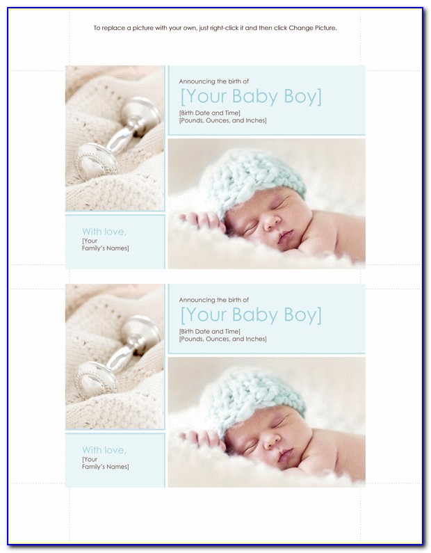 Baby Boy Birth Announcement Template