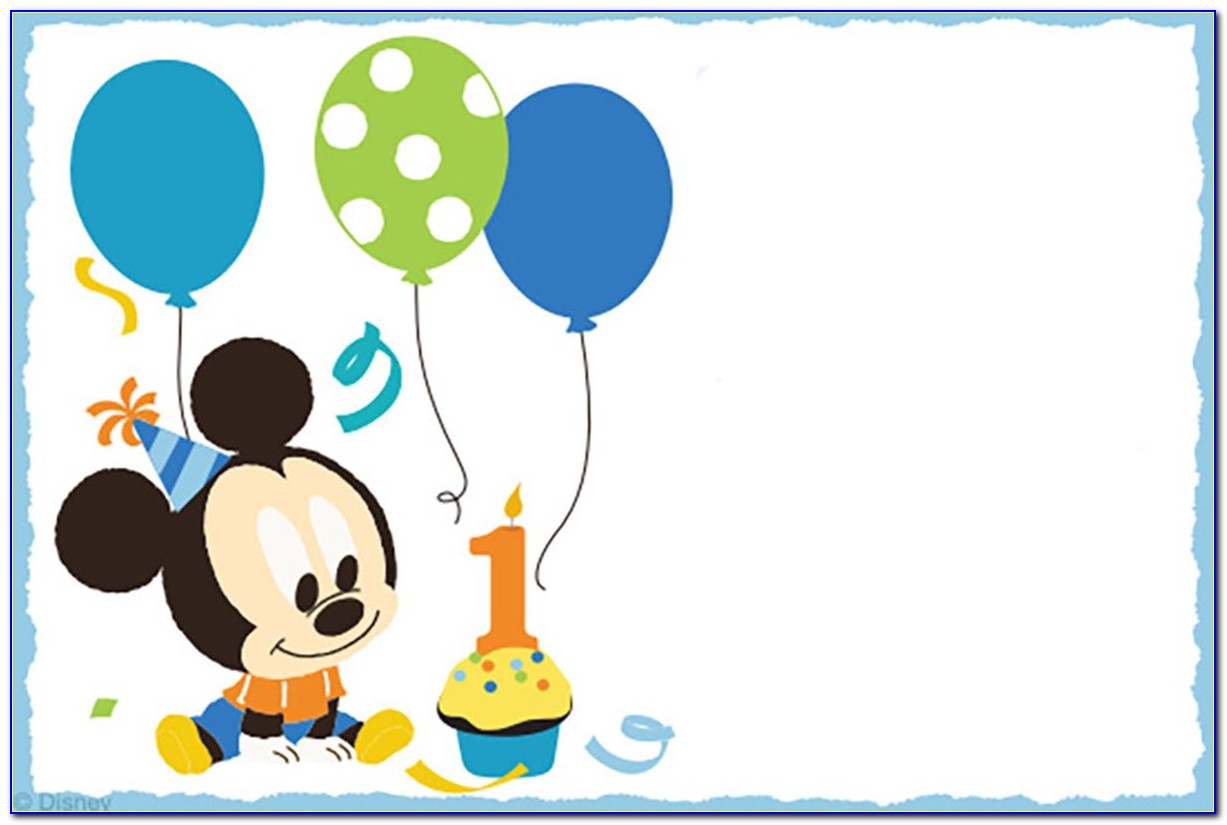 Baby Mickey Mouse 1st Birthday Invitations Template