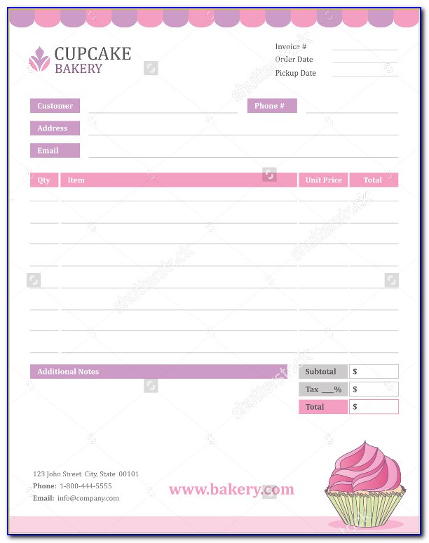 Bakery Invoice Template Word