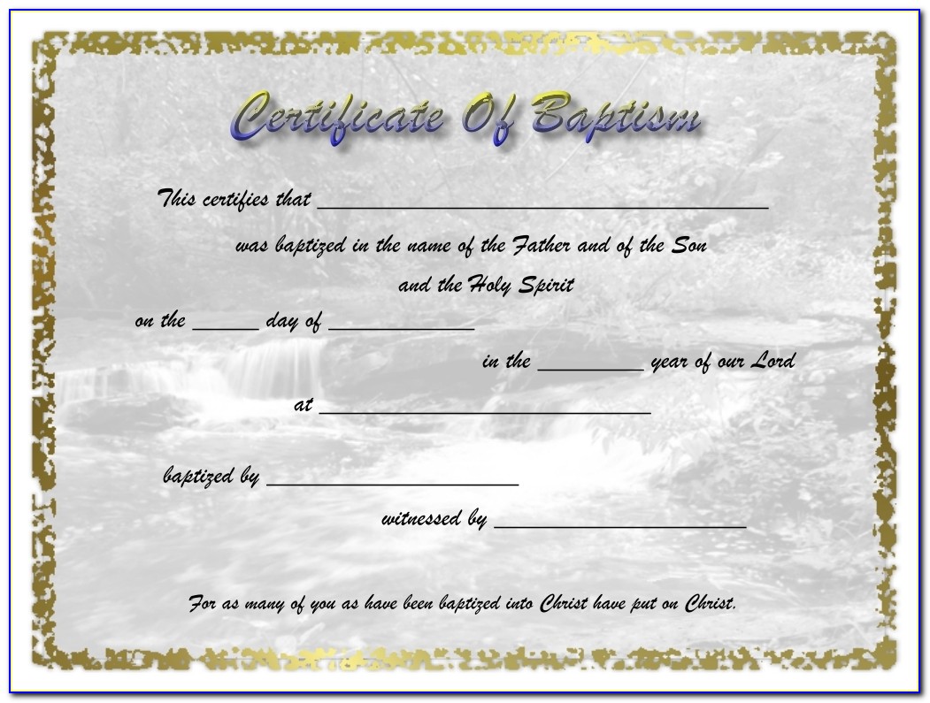 Baptism Certificates Samples
