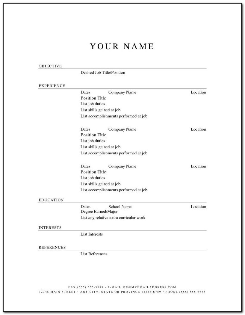 Basic Resume Examples Download