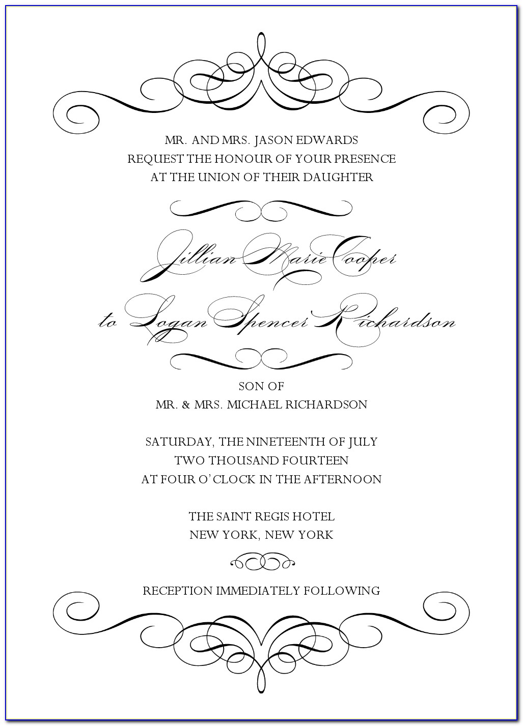 Black And White Wedding Invitations Templates