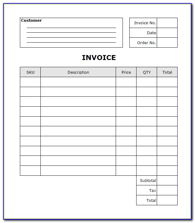 Blank Billing Invoice Template Pdf