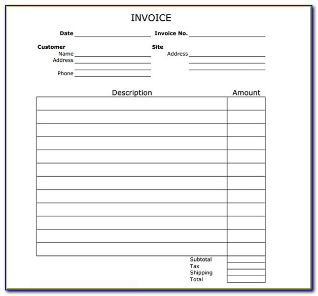 Blank Invoice Template Microsoft Excel