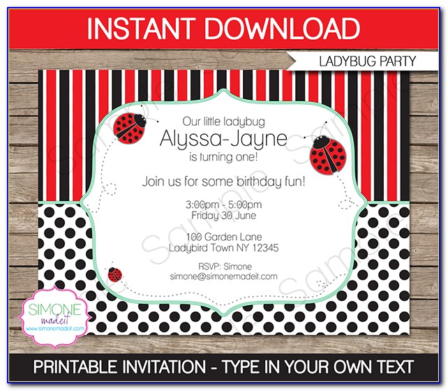 Blank Ladybug Invitation Template