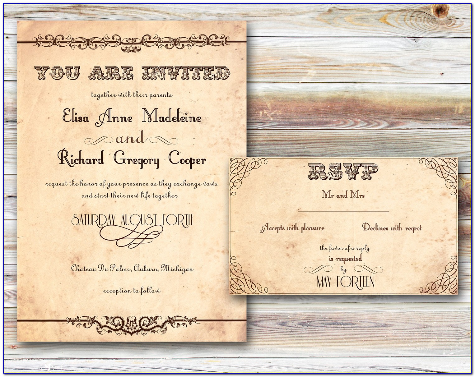Blank Rustic Wedding Invitation Templates