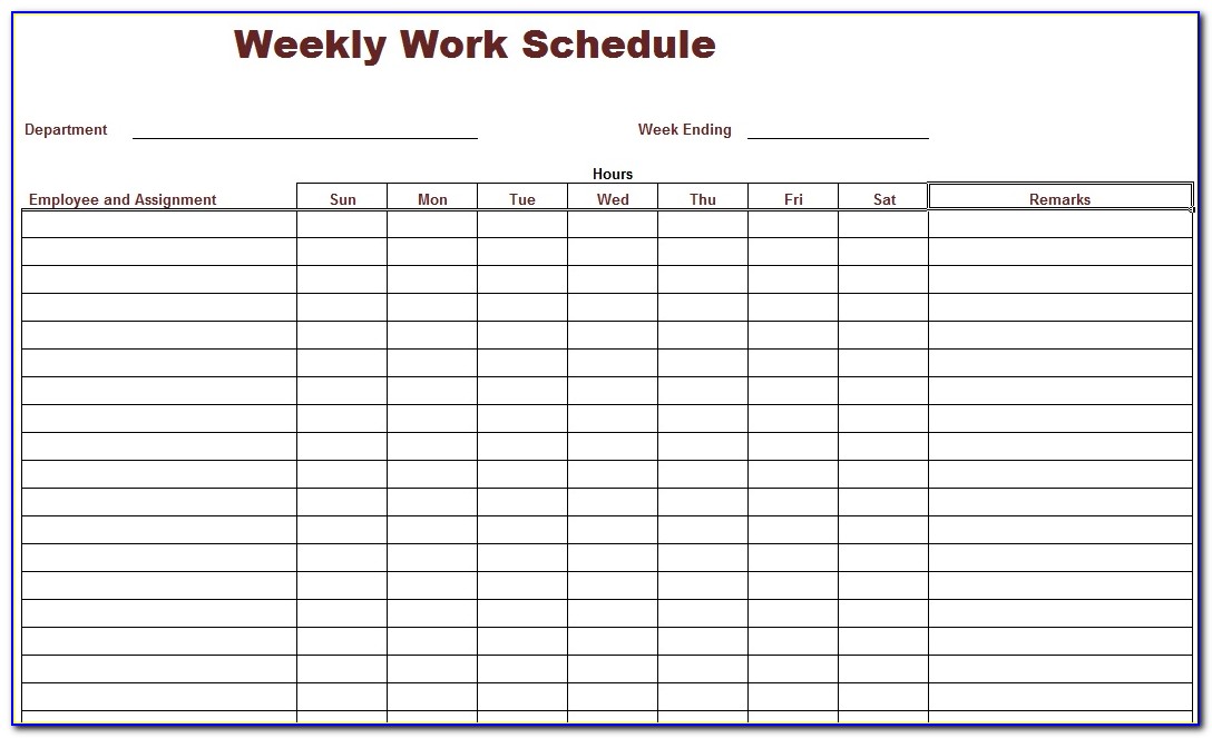 Blank Work Schedule Form