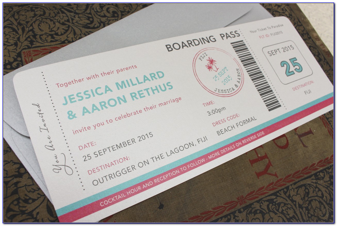 Boarding Pass Wedding Invitations With Rsvp Template