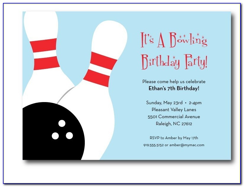 Bowling Birthday Party Invitation Templates