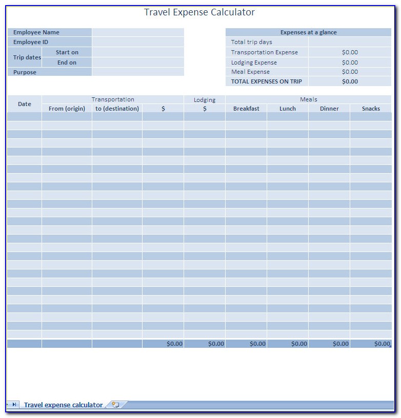 Business Expense Form Template Free