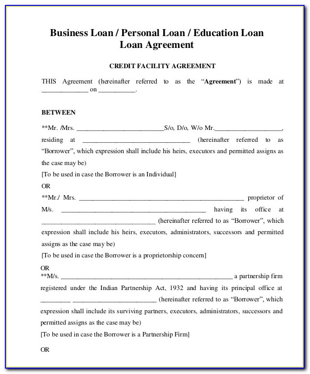 Business Loan Agreement Template Word