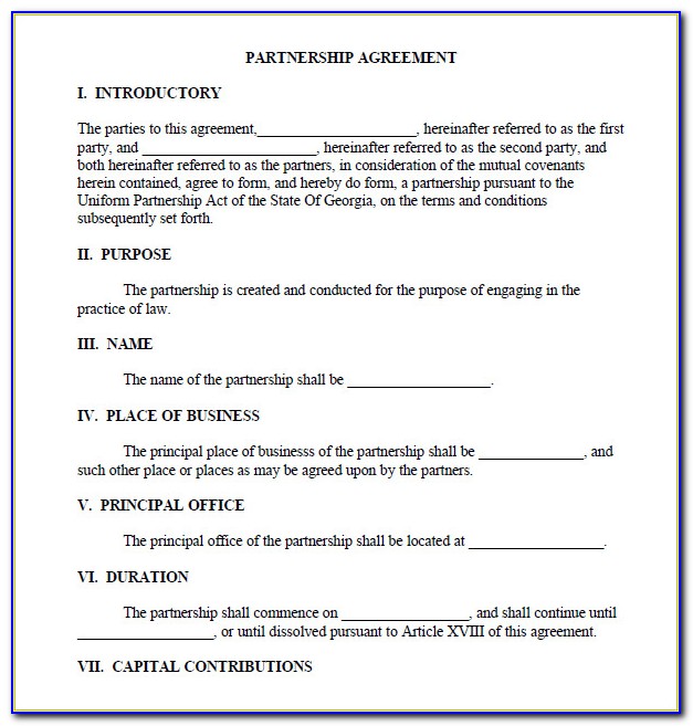 Business Partnership Agreement Template Free Download
