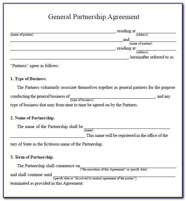 Business Partnership Agreement Template Uk Free