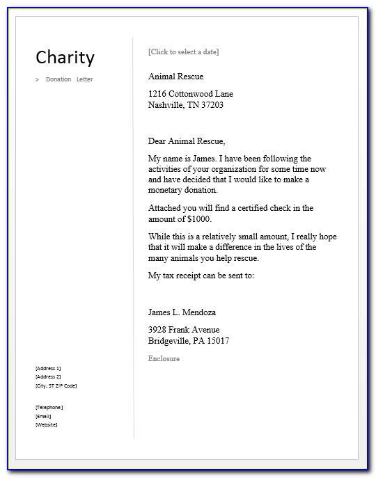 Charity Donation Letter Template Uk