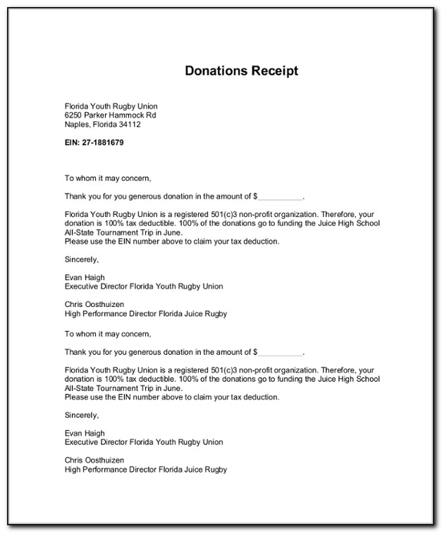 Charity Prize Donation Letter Template