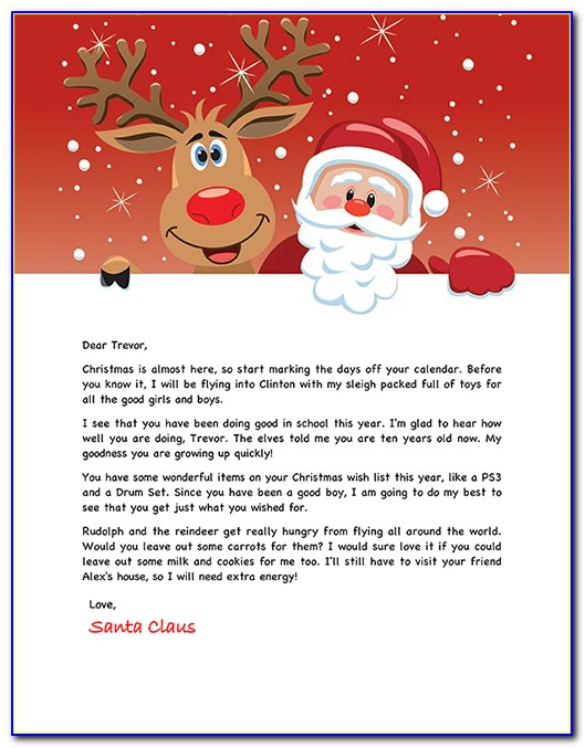 Christmas Letter From Santa Template Word
