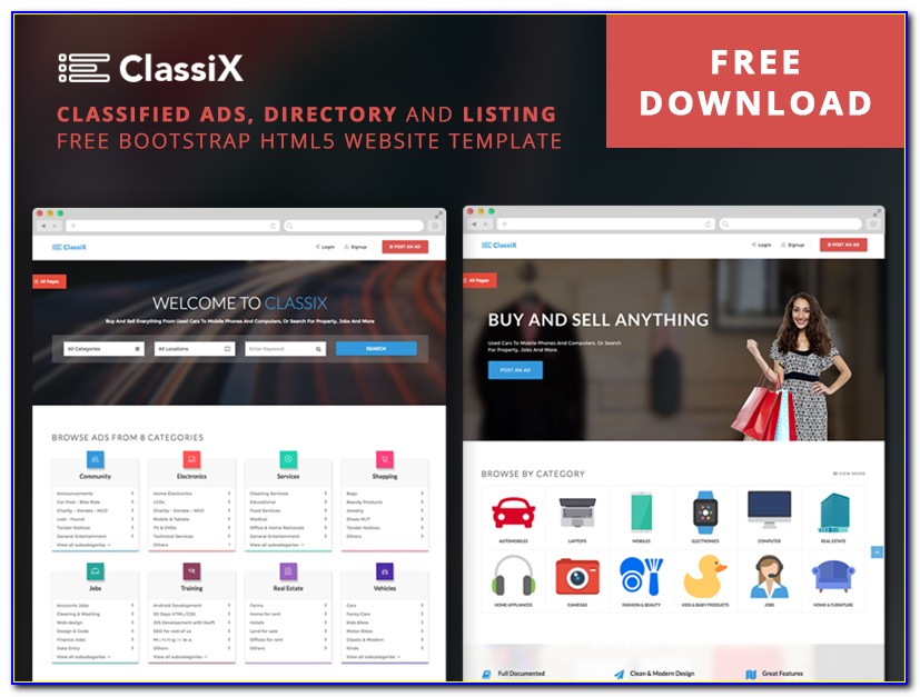 Classified Ads Website Template Free Download