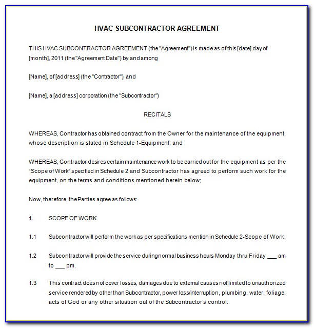 Commercial Hvac Service Contract Template