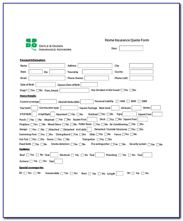 Commercial Insurance Quote Sheet Template