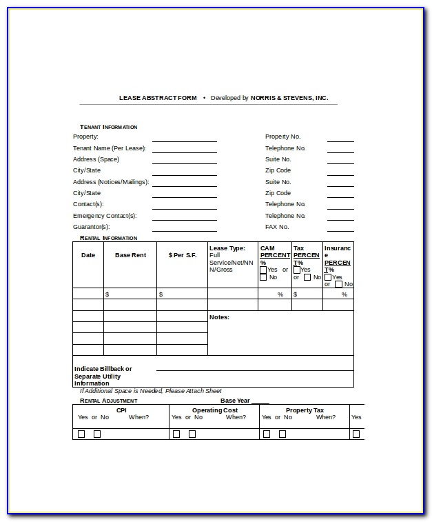 Commercial Lease Abstract Template