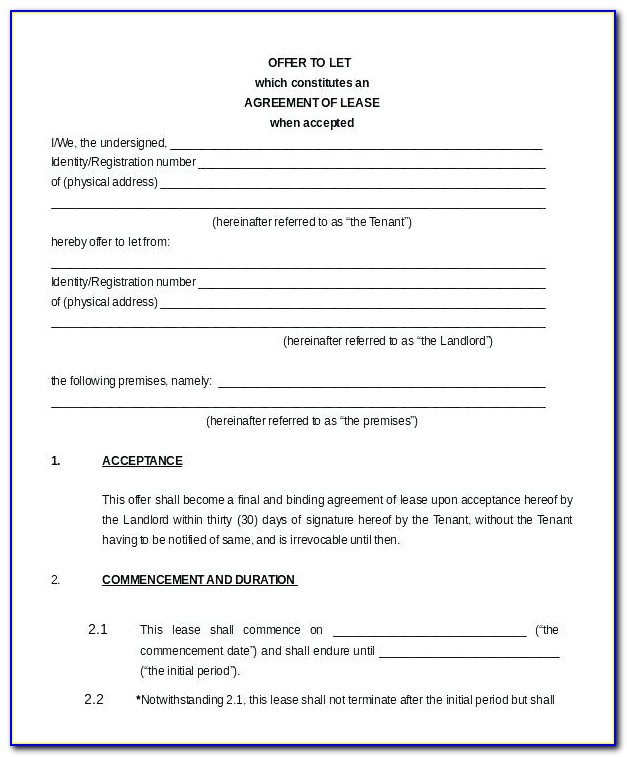 Commercial Property Lease Agreement Free Template Uk