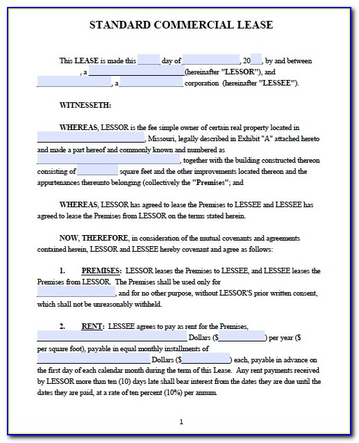 Commercial Property Lease Agreement Sample
