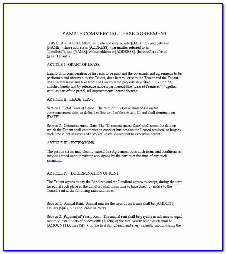 Commercial Property Lease Agreement Template Free