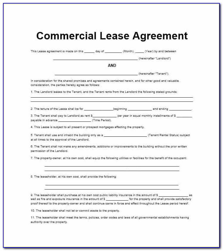 Commercial Property Lease Agreement Template Word